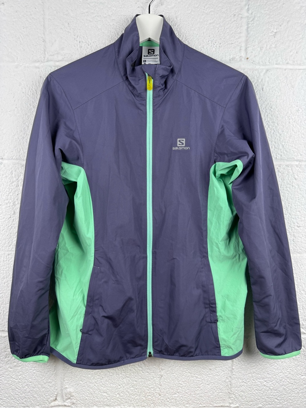 Salomon Start Jacket Women’s S Purple Mint ClimaWIND Running Gorpcore